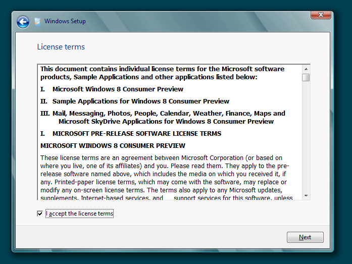 Instalación de Windows 8 Consumer Preview”
